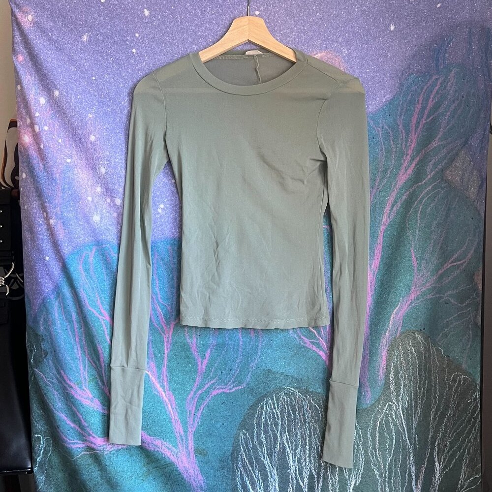 Free People Intimately – Before Sunset Mesh Long Sleeve Tee – Turquoise